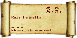Raiz Hajnalka névjegykártya